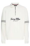 Tommy Hilfiger trui wit geprint katoen rugby kraag