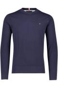 Tommy Hilfiger trui ronde hals donkerblauw effen katoen