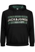 Jack & Jones hoodie Plus Size zwart uni katoen