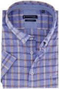 Giordano casual overhemd blauw geruit katoen normale fit