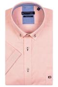 Giordano casual overhemd korte mouw roze effen katoen normale fit bors...