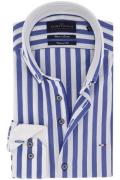 Portofino overhemd tailored fit blauw wit gestreept mouwlengte 7