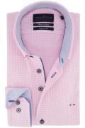 Portofino casual overhemd mouwlengte 7 lichtroze geprint katoen tailor...