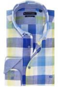 Giordano casual overhemd katoen normale fit blauw geruit