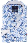 Geprint Portofino casual overhemd wijde fit wit blauw bloemen geprint ...