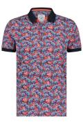 A Fish Named Fred polo rood met blauw geprint slim fit