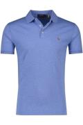 Polo Ralph Lauren polo custom slim fit blauw effen met logo katoen