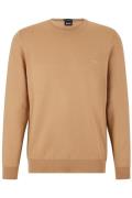 Hugo Boss trui camel effen merinowol ronde hals