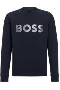 Hugo Boss sweater ronde hals donkerblauw geprint katoen-stretch normal...