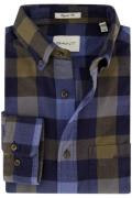 Gant casual blauw geruit overhemd regular fit katoen