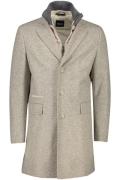 Hugo Boss winterjas beige effen rits + knoop normale fit waterafstoten...