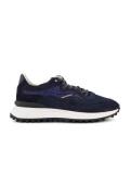 Floris van Bommel sneakers donkerblauw effen veters leer rubber