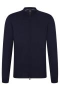 Hugo Boss vest blauw effen wol opstaande kraag rits