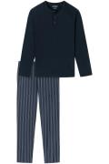 Schiesser 100% katoenen pyjama navy gestreept