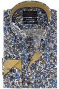 Heren overhem Portofino katoen Regular Fit blauwe print