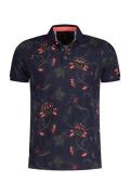 katoenen New Zealand polo normale fit donkerblauw print bloem