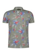 katoenen New Zealand polo normale fit grijs bloemen print