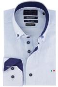 Portofino casual overhemd mouwlengte 7 normale fit lichtblauw effen li...