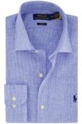 Polo Ralph Lauren linnen overhemd slim fit blauw geruit