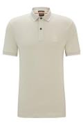 katoenen Boss orange polo slim fit effen beige