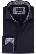 Cavallaro slim fit overhemd mouwlengte 7 katoen donkerblauw