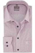 Katoenen Olymp overhemd Luxor Comfort Fit mouwlengte 7 roze geprint