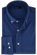 katoenen Butcher of Blue casual overhemd normale fit donkerblauw