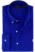 linnen Polo Ralph Lauren overhemd slim fit effen blauw linnen