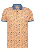 Katoenen A Fish Named Fred polo slim fit oranje geprint