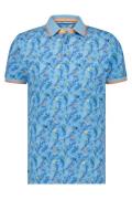 Katoenen A Fish Named Fred polo slim fit blauw geprint