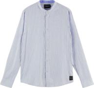 Scotch & Soda Relaxed fit- collarless shirt in blue striped