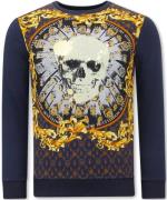 Montfleuri Sweater met print skull strass