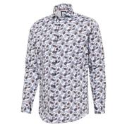 Blue Industry Overhemd poplin stretch, wit met bloemen print