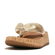 FitFlop F-mode leather-twist flatform toe-thongs (cork)