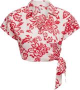 Only Rode wrap top met hibiscus/paisley print