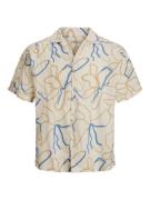 Jack & Jones Jprblatropic resort shirt ss relax ecru dessin