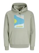 Jack & Jones Jcofast print sweat hood smu mint