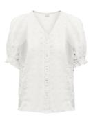 Only Onlpixi dobby life ss frill top wvn off-white