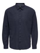 Only & Sons Onscaiden ls solid linen shirt noos navy