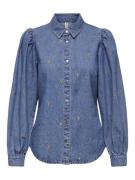 Only Onlrocco ls emb shirt gua dnm blue denim