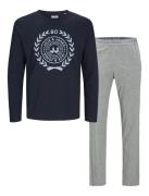 Jack & Jones Pyjamaset jacathens donkerblauw/grijs