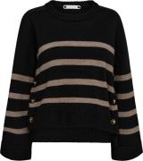 Co'Couture Majacc o button stripe knit navy