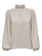 Only Onlmette ls pleat shirt wvn beige