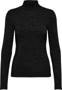 Only Onlbianca l/s roll neck top jrs black/silver glitt