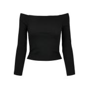 Urban Classics Dames geribbelde off shoulder top met lange mouwen