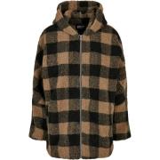 Urban Classics Dames geruite sherpa hooded oversized jas