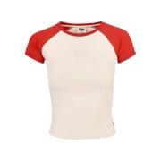 Urban Classics Dames retro stretch t-shirt met korte mouwen