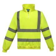 Yoko Uniseks hi-vis sweatshirt met kwartrits voor volwassenen