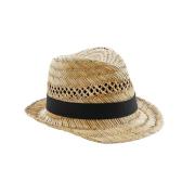 Beechfield Unisex rieten zomertrilby voor volwassenen