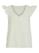 Vila Videlea v-neck cap sleeve topvol ecru